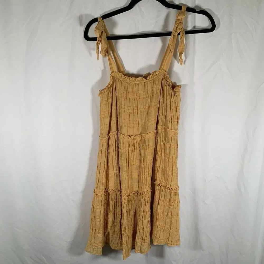 altar'd state Mini Dress Women's Small Yellow Tiered Sleeveless Sundress